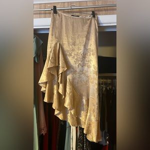 NWOT Asymmetrical Gold Maxi Skirt